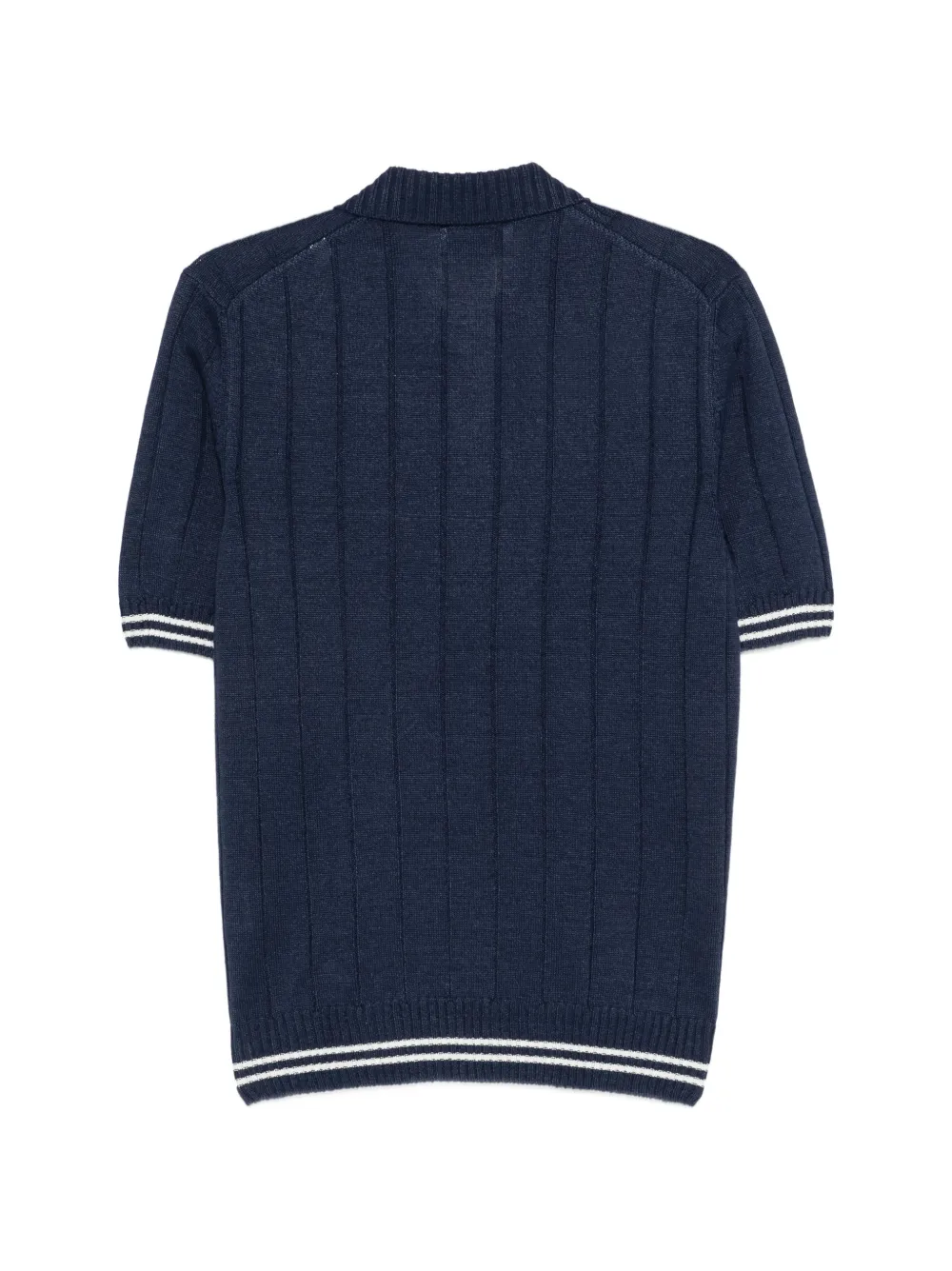 Tricou polo Gran Sasso Ribbed-Knit bleumarin - imagine 2