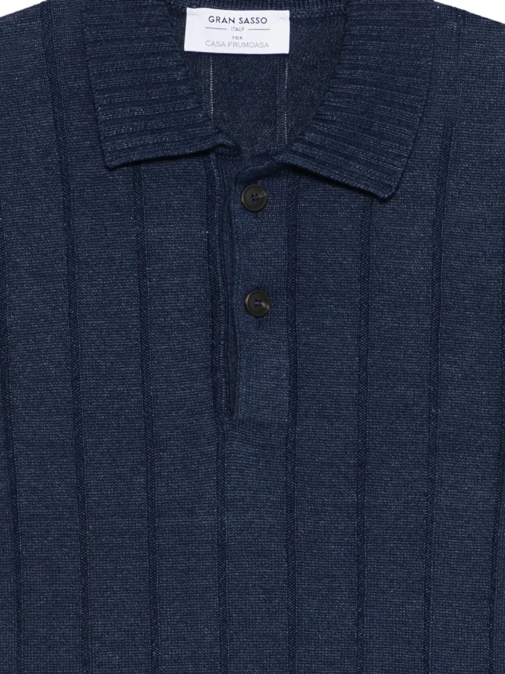 Tricou polo Gran Sasso Ribbed-Knit bleumarin - imagine 3