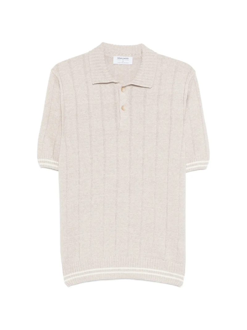 Tricou polo Gran Sasso Striped-Detail bej
