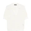 Tricou polo Lorena Antoniazzi V-neck ecru