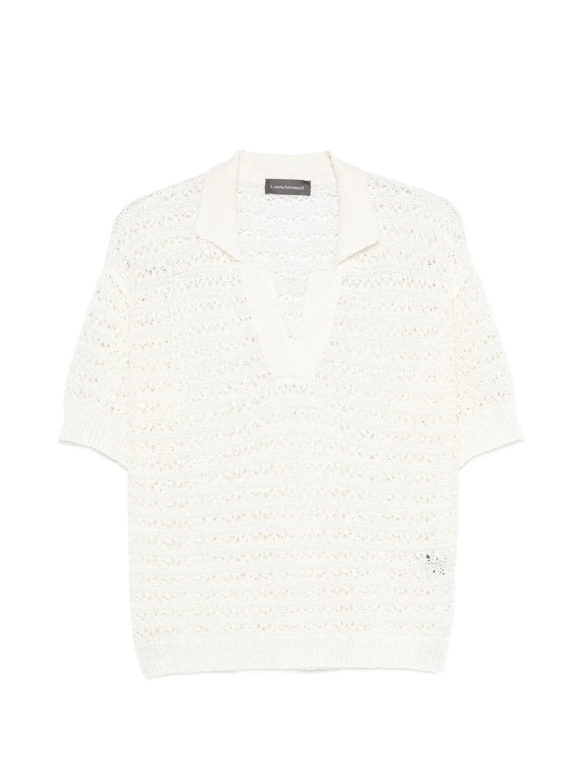 Tricou polo Lorena Antoniazzi V-neck ecru