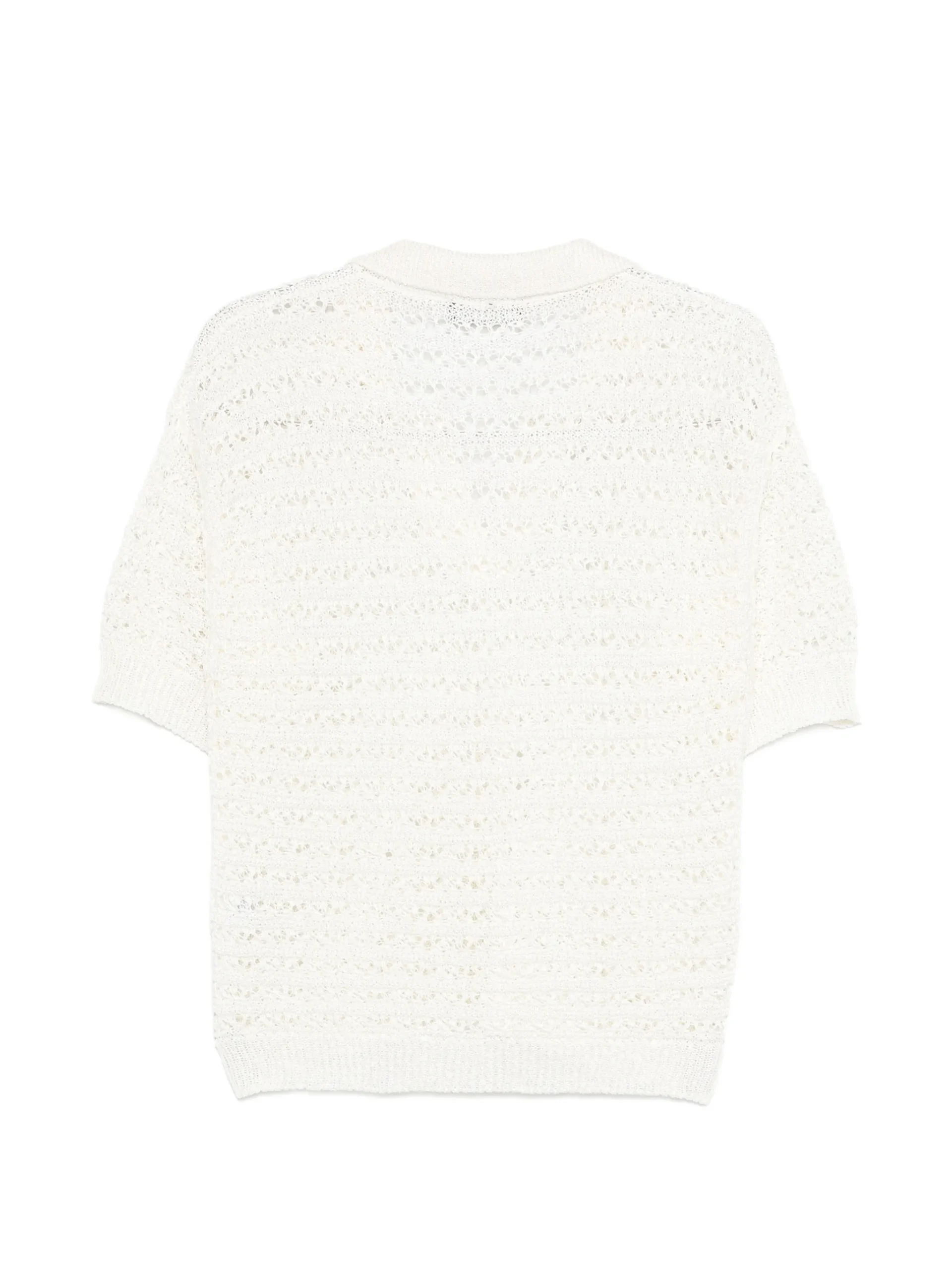 Tricou polo Lorena Antoniazzi V-neck ecru - imagine 2