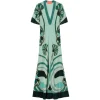 Rochie midi La DoubleJ Marlene Dietrich Blooming Tulip Placee V-neck verde