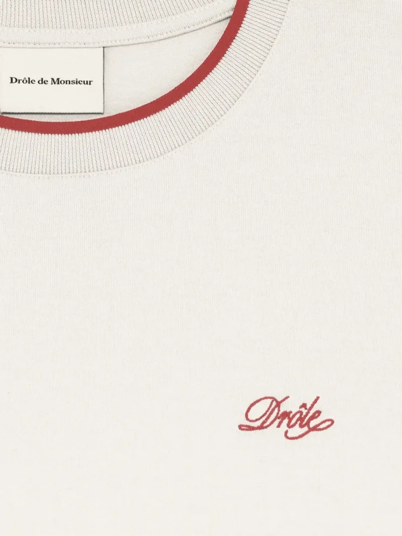 Alternative view of Tricou Drole De Monsieur Embroidered Ringer alb