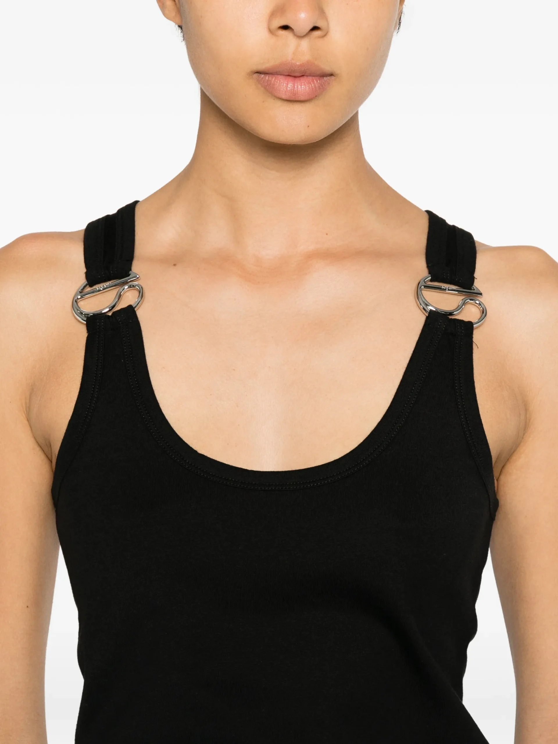 Top Coperni Ring-Detail Ribbed negru - imagine 5