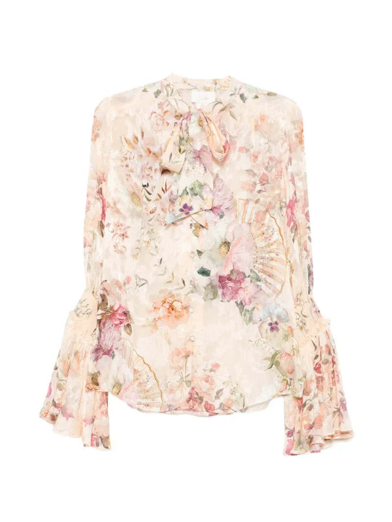 Bluza Camilla Floral-Print Jacquard bej
