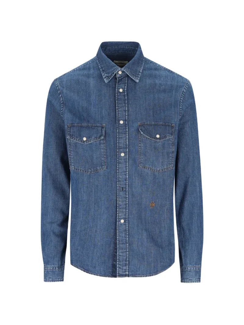 Camasa Jacob Cohen Embroidered Denim albastru