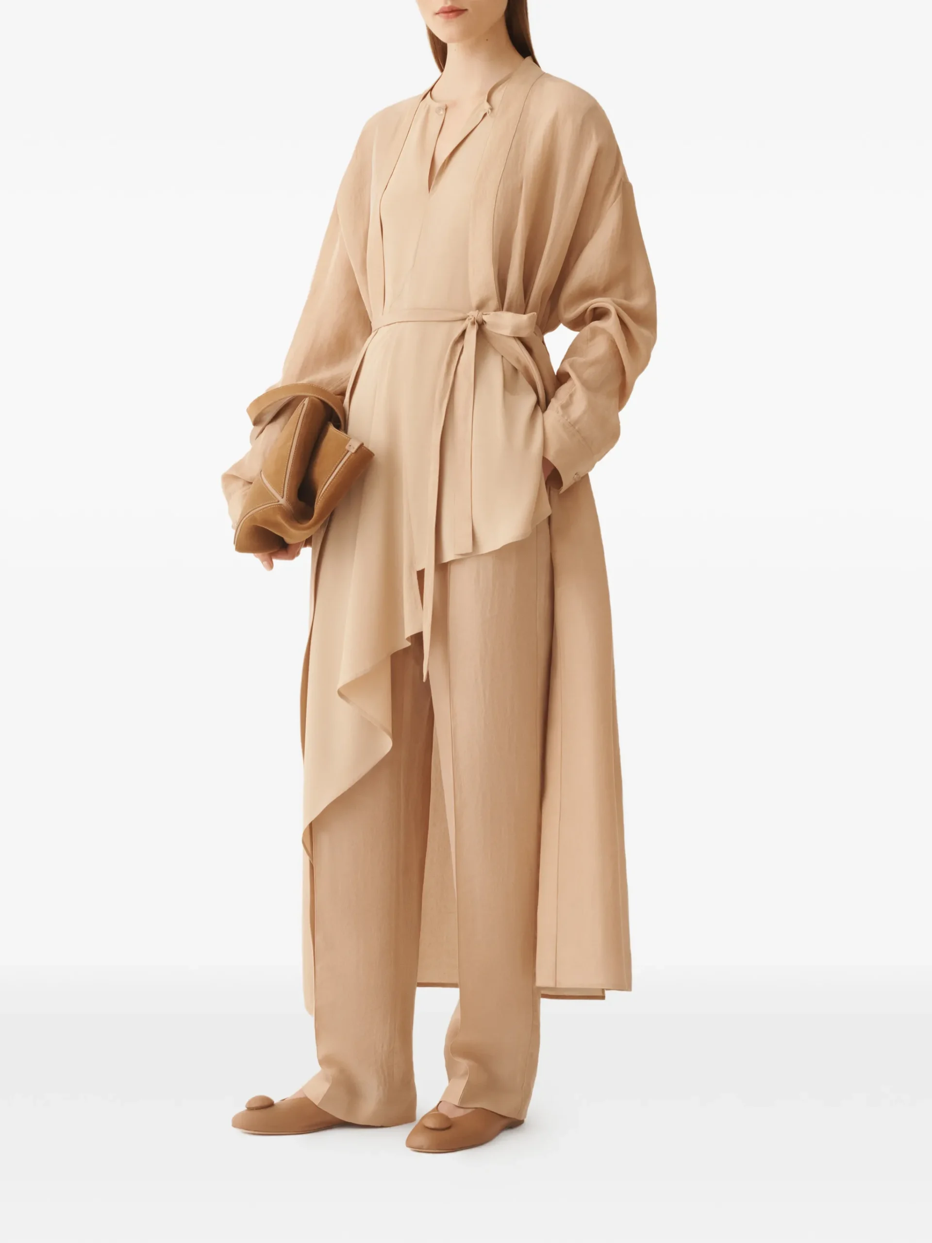 Camasa maxi Fabiana Filippi Belted bej - imagine 4