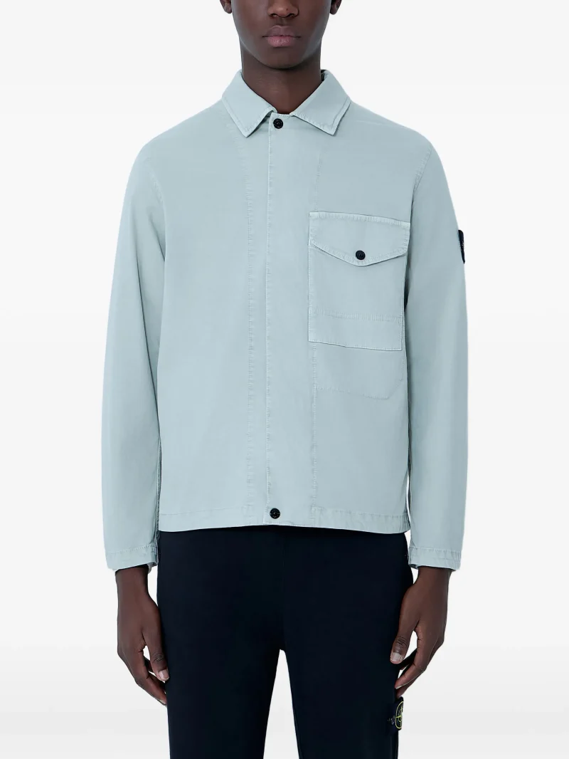 Camasa Stone Island Patch Zip albastru