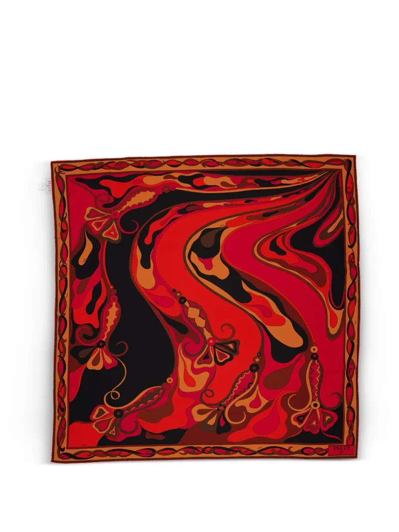 Esarfa PUCCI Orchidee-Print Silk Carre portocaliu