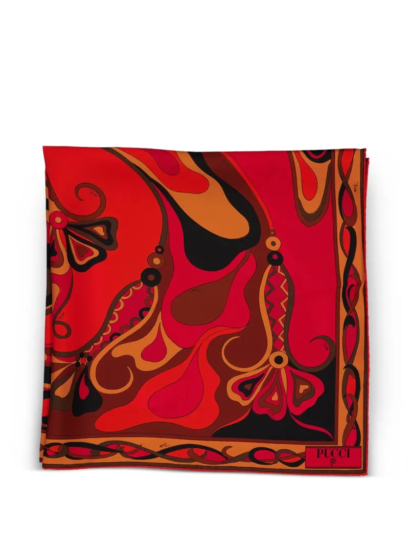 Alternative view of Esarfa PUCCI Orchidee-Print Silk Carre portocaliu