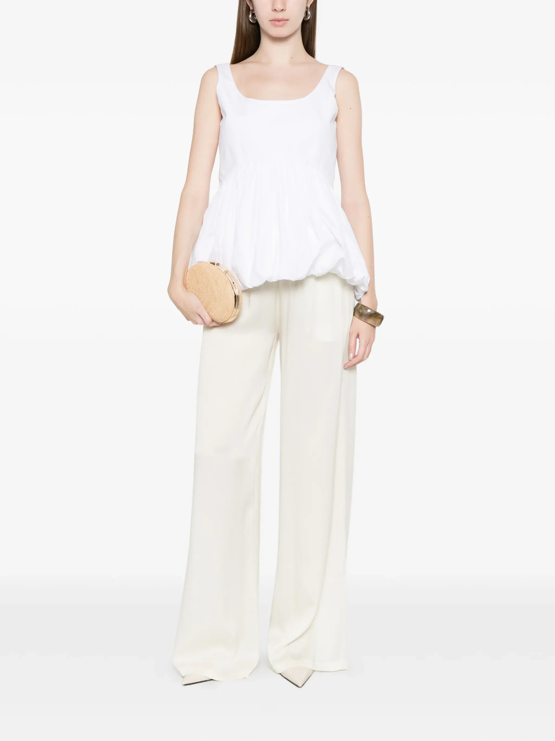 Pantaloni Fabiana Filippi Wide-Leg alb - imagine 5