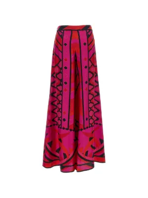 Pantaloni PUCCI Vivara-Print Silk Palazzo roz