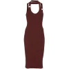 Rochie midi Coperni Ribbed-Knit Halterneck maro