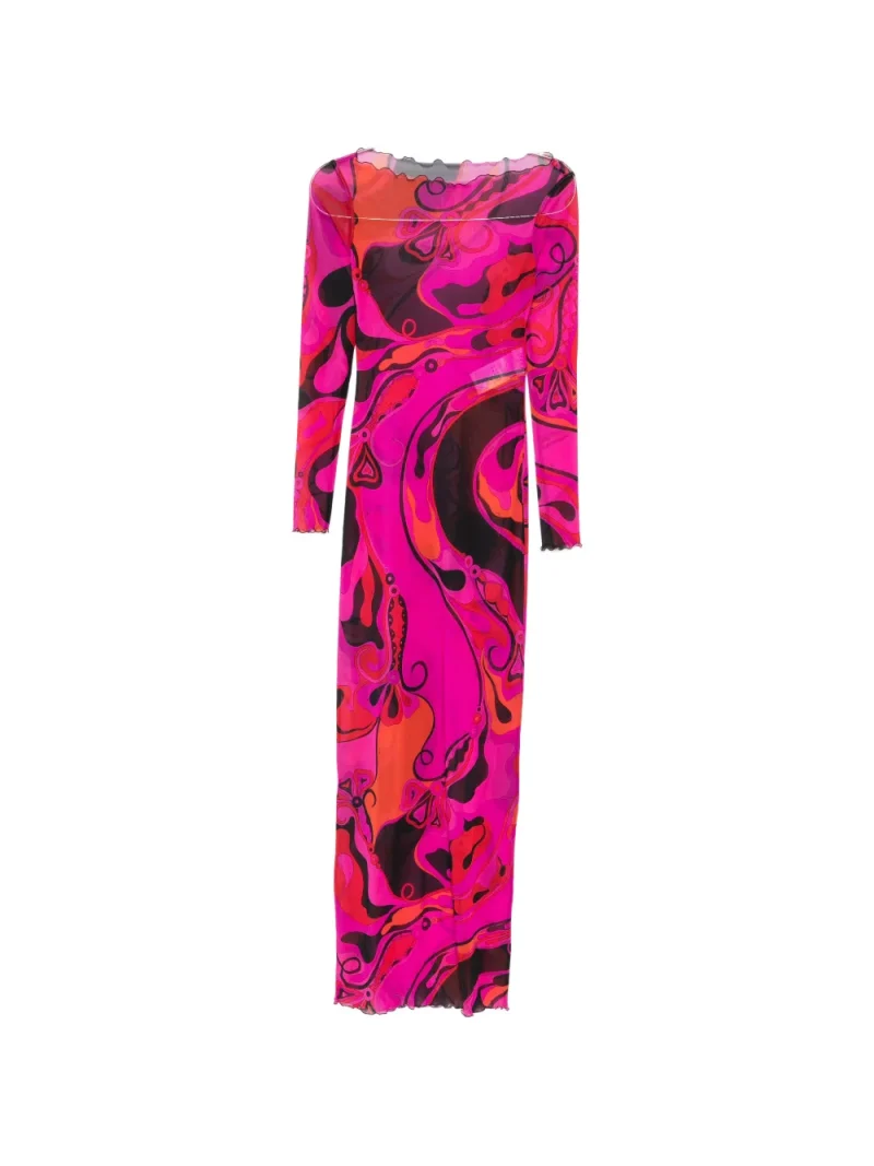 Rochie midi PUCCI Orchidee-Print roz