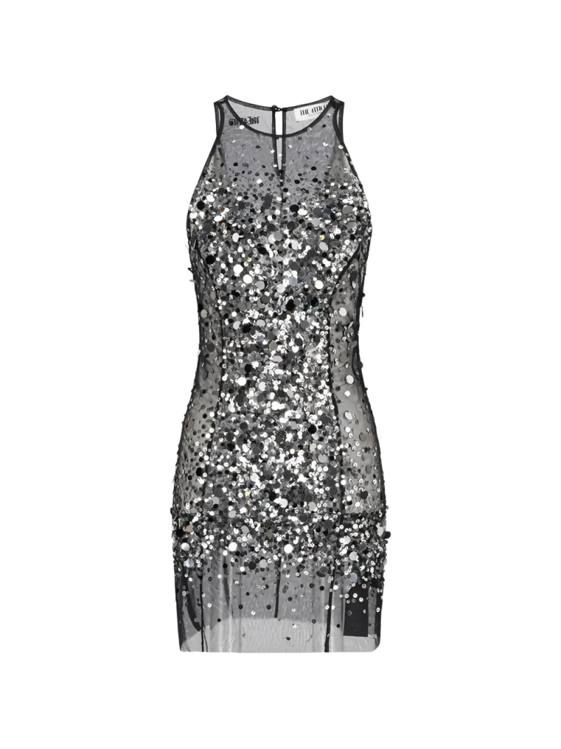 Alternative view of Rochie mini The Attico Tulle Sequin-Embellished negru