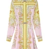 Rochie mini Versace Baroque-Print Belted roz
