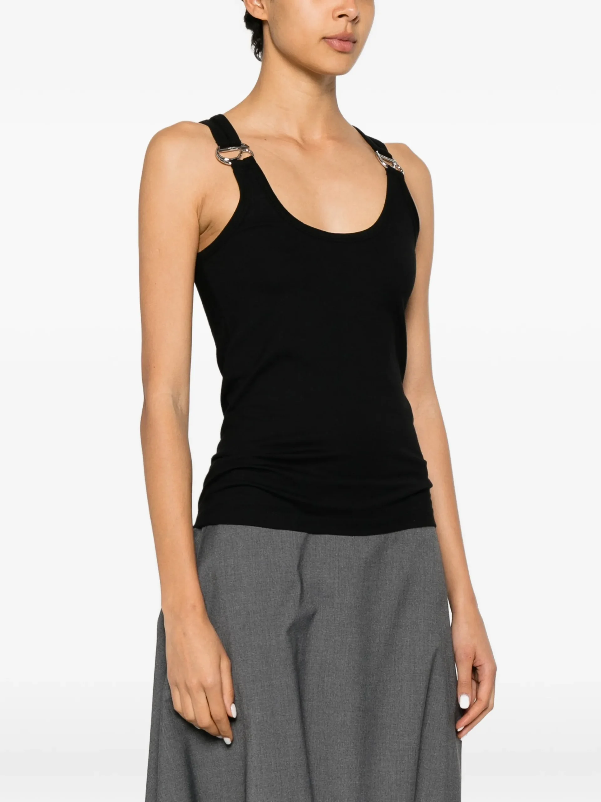 Top Coperni Ring-Detail Ribbed negru - imagine 4