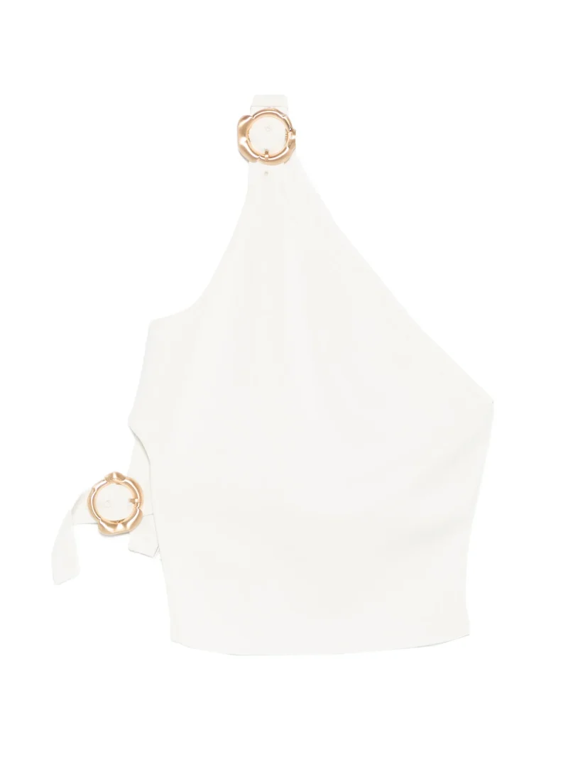 Top Cult Gaia Valeria One-Shoulder Ring-Detail alb