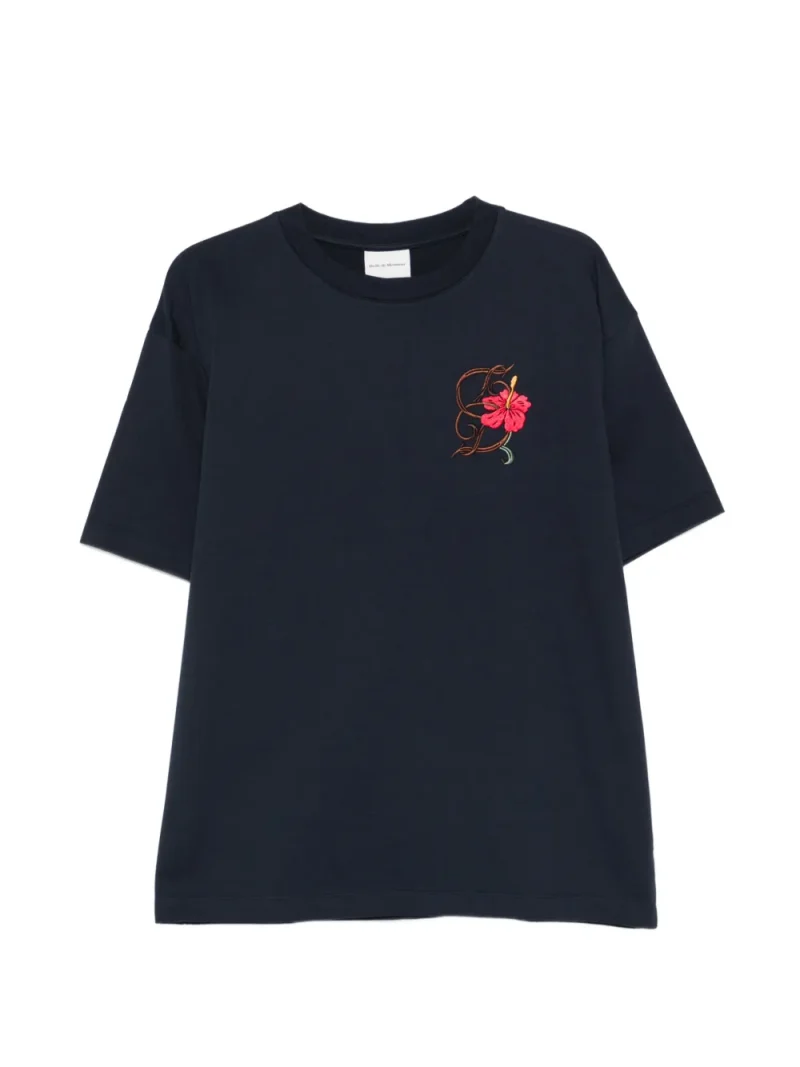 Tricou Drole De Monsieur D Hibiscus Brodee bleumarin