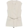 Vesta Antonelli Ellen Double-Breasted Belted Waistcoat ecru