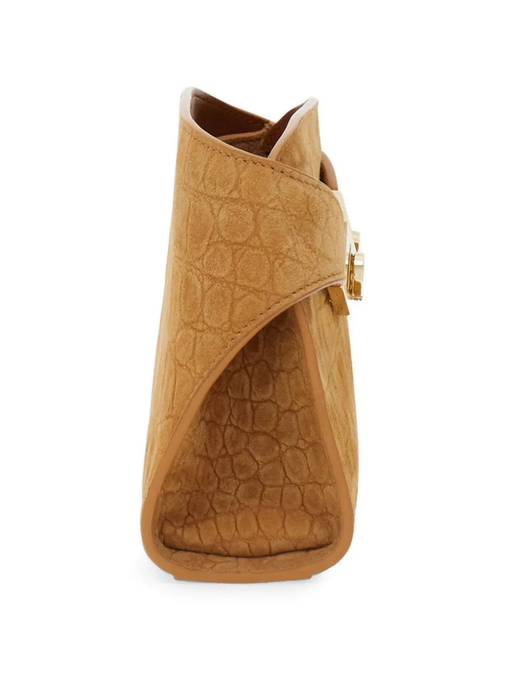 Geanta mini Ferragamo Hug Crocodile-Effect Crossbody maro - imagine 3