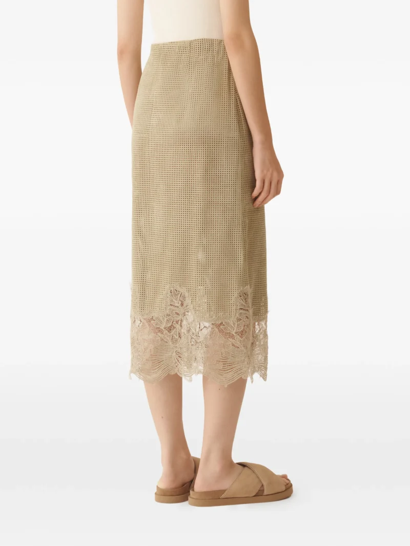 Alternative view of Fusta midi Fabiana Filippi Lace-Detail Perforated bej
