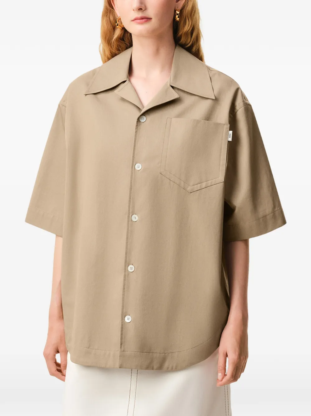 Camasa AMI Paris Short-Sleeve Camp-Collar bej - imagine 3