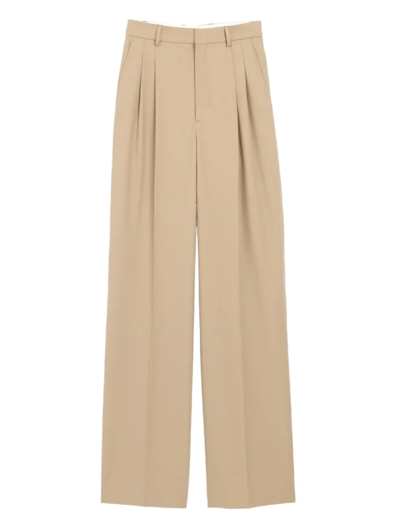 Pantaloni AMI Paris High-Waisted Pleated bej