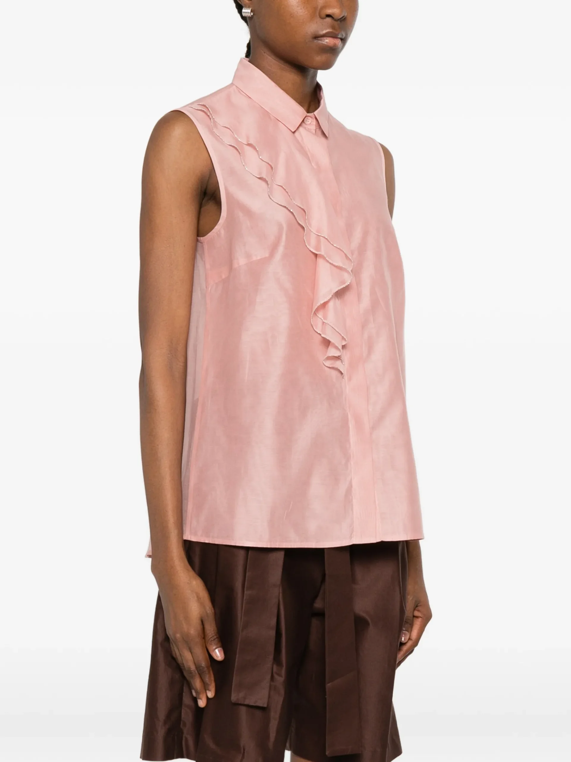 Top Peserico Ruffled-Detail Sleeveless roz - imagine 3