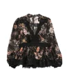 Bluza Zimmermann carousel floral-print lace-trim negru