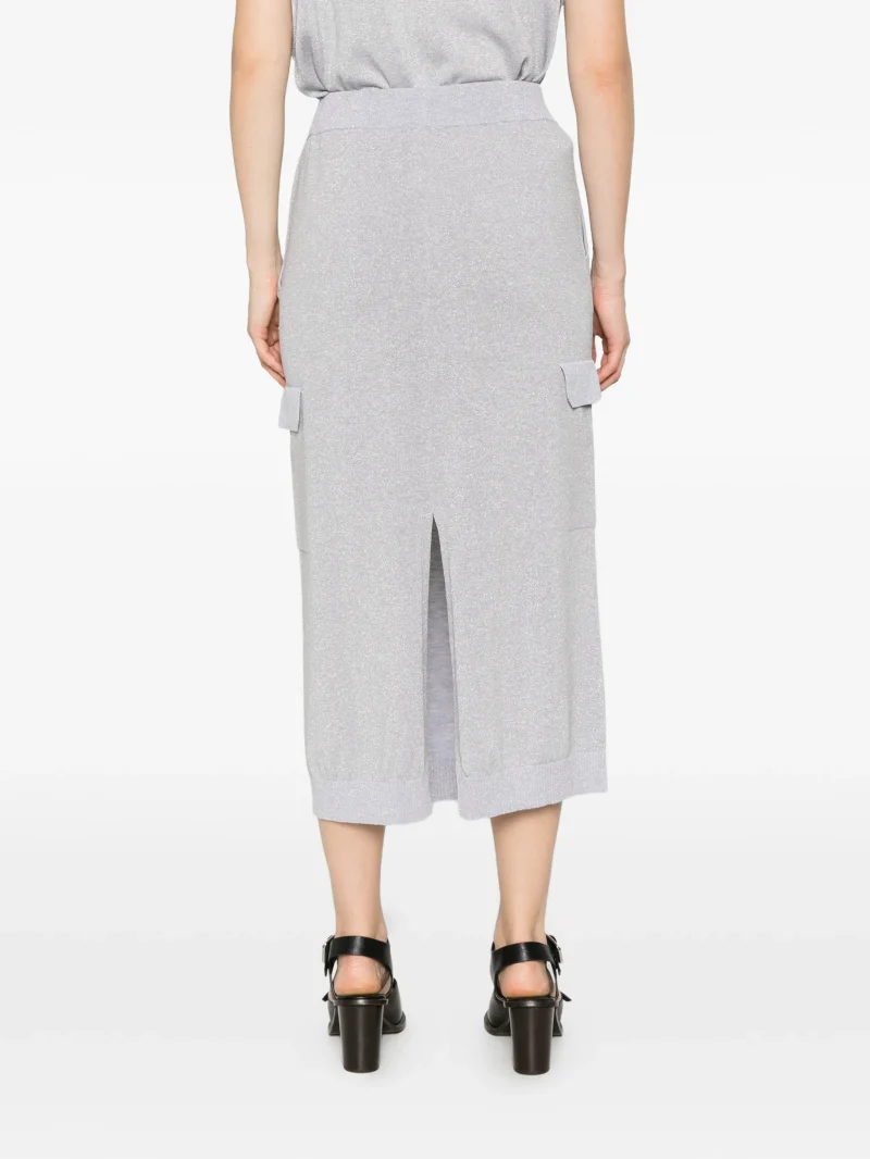 Alternative view of Fusta midi Peserico Metallic-Effect Cargo-Pocket gri