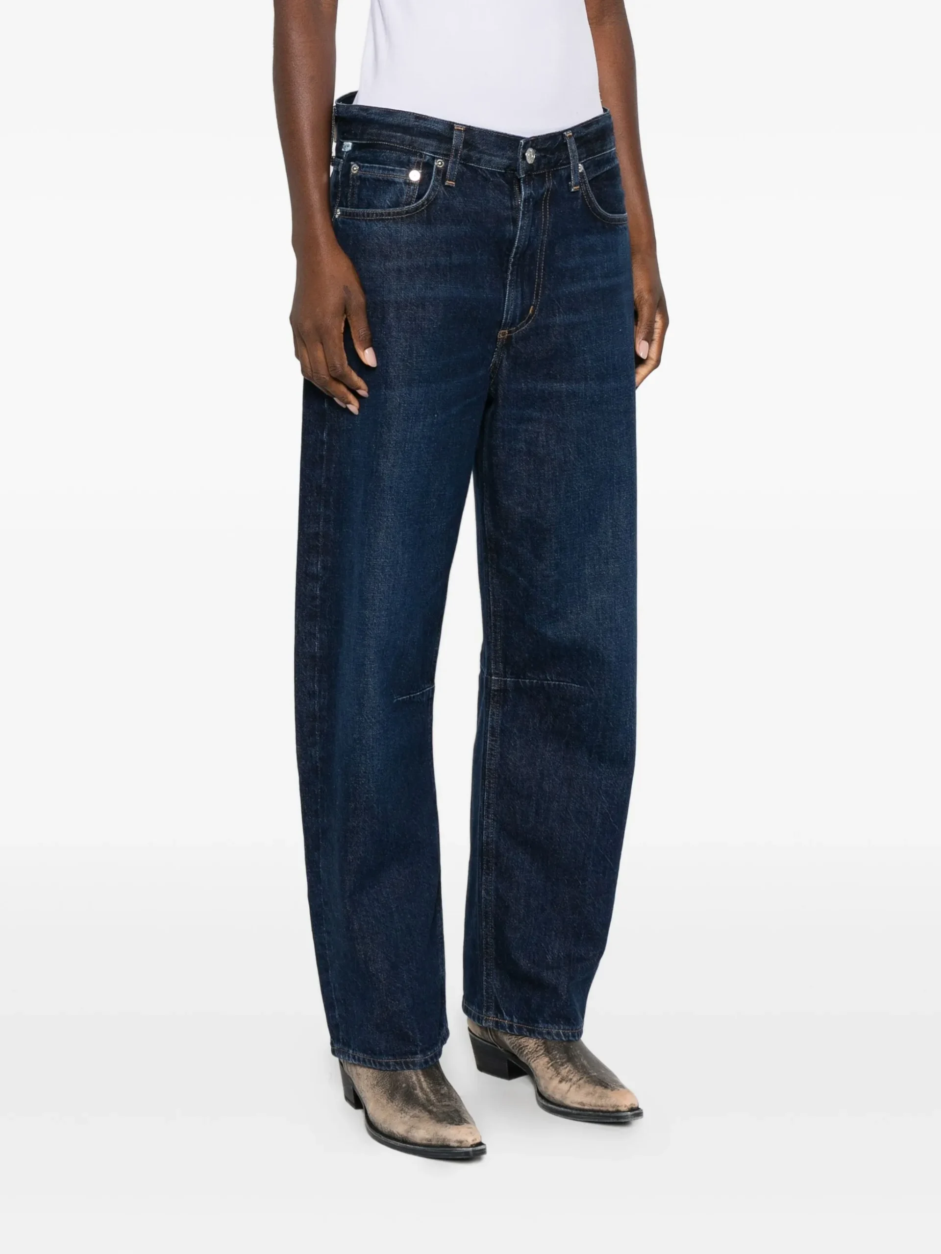 Jeans Citizens Of Humanity button-fastening wide-leg albastru - imagine 5