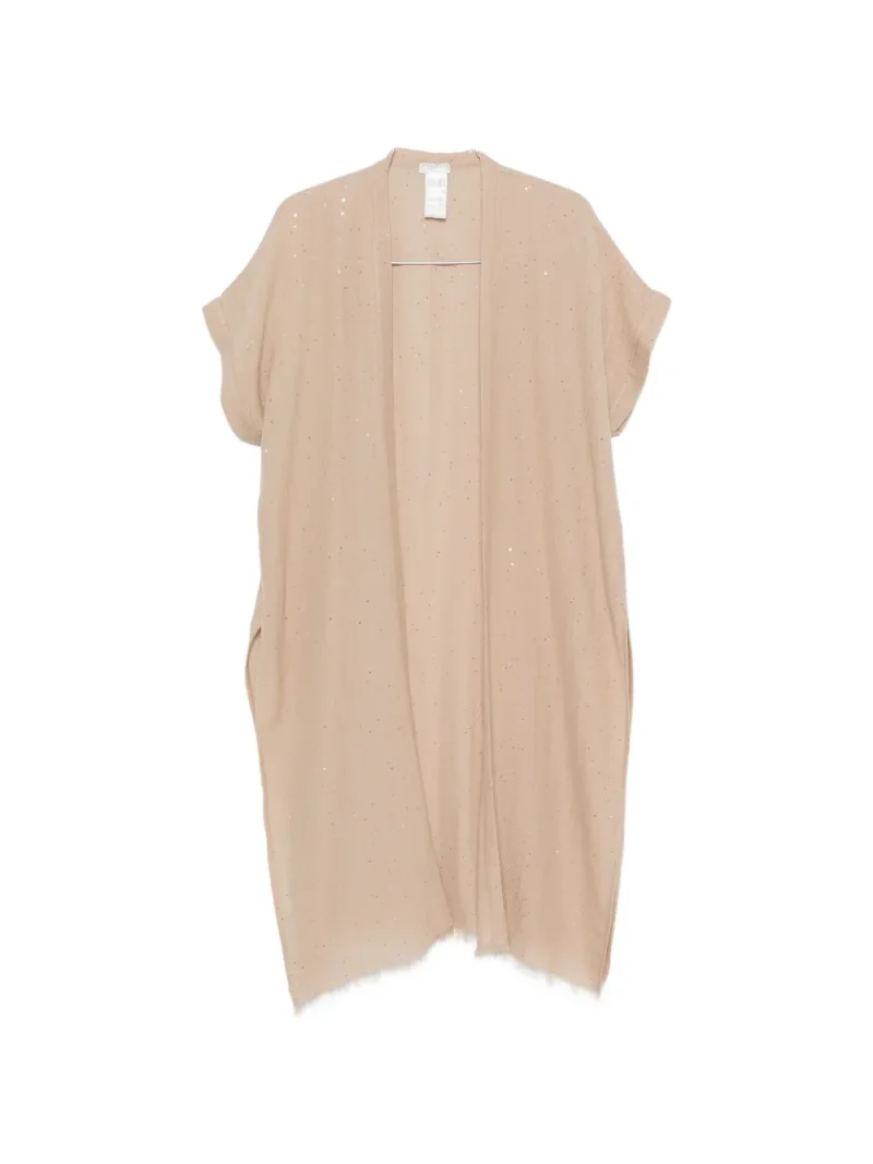Kimono Peserico sequin-embellished fringed-edge bej