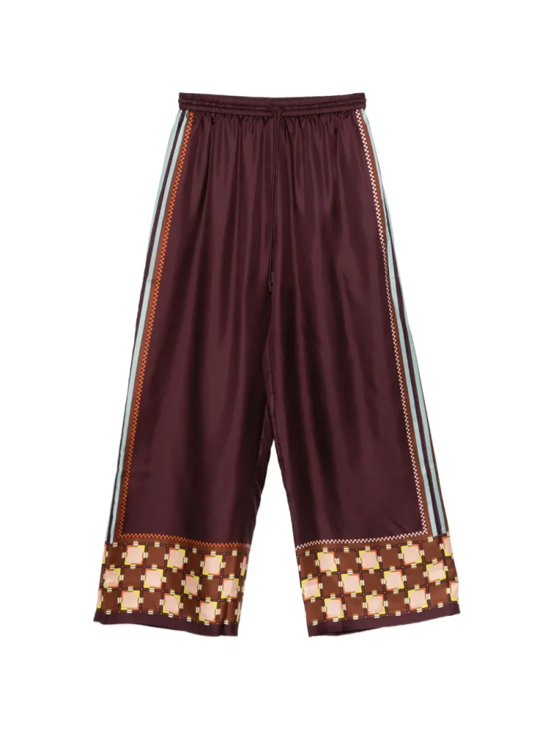 Pantaloni ALEMAIS Wilson Silk Palazzo visiniu