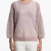 Pulover Peserico sequinned open-knit crew-neck roz