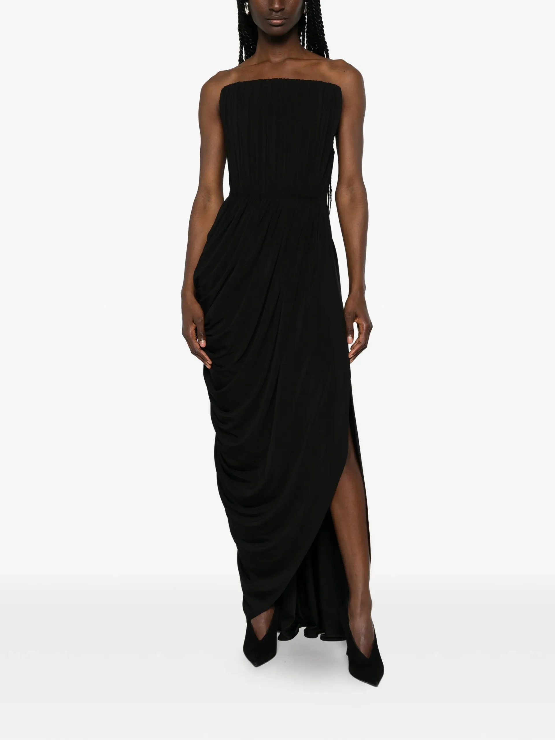 Rochia maxi Stella McCartney Draped Asymmetric negru - imagine 4