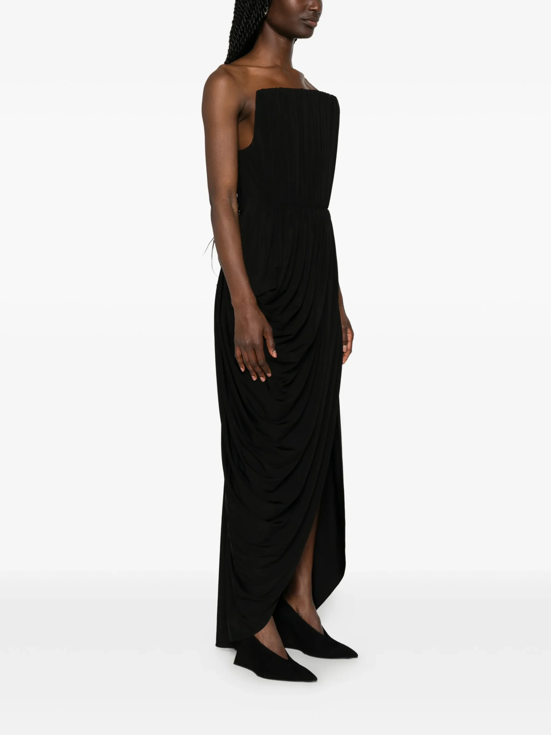 Rochia maxi Stella McCartney Draped Asymmetric negru - imagine 3
