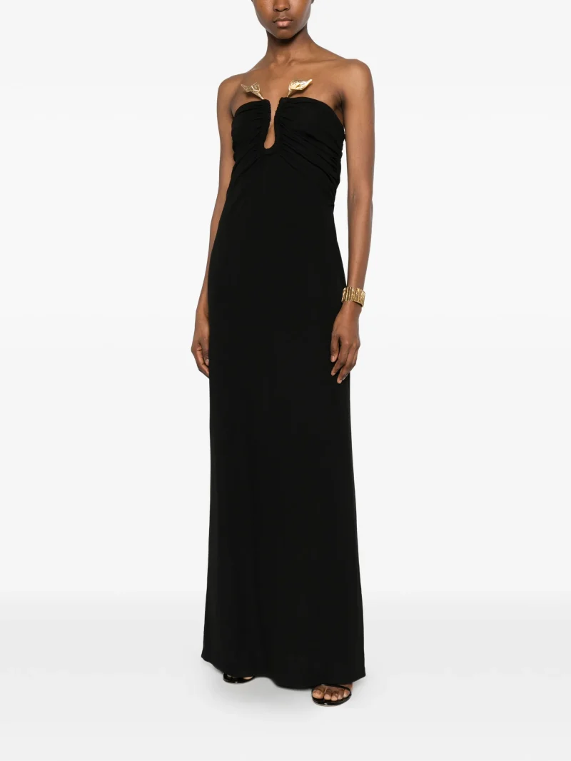 Alternative view of Rochie maxi Cult Gaia Emir floral-detail negru