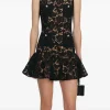 Rochie mini Self-Portrait Crystal-Embellished Lace negru