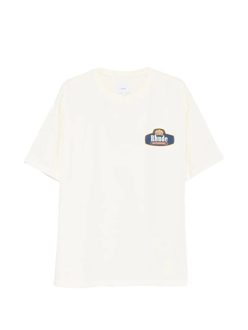 Tricou RHUDE motorsport logo-print alb