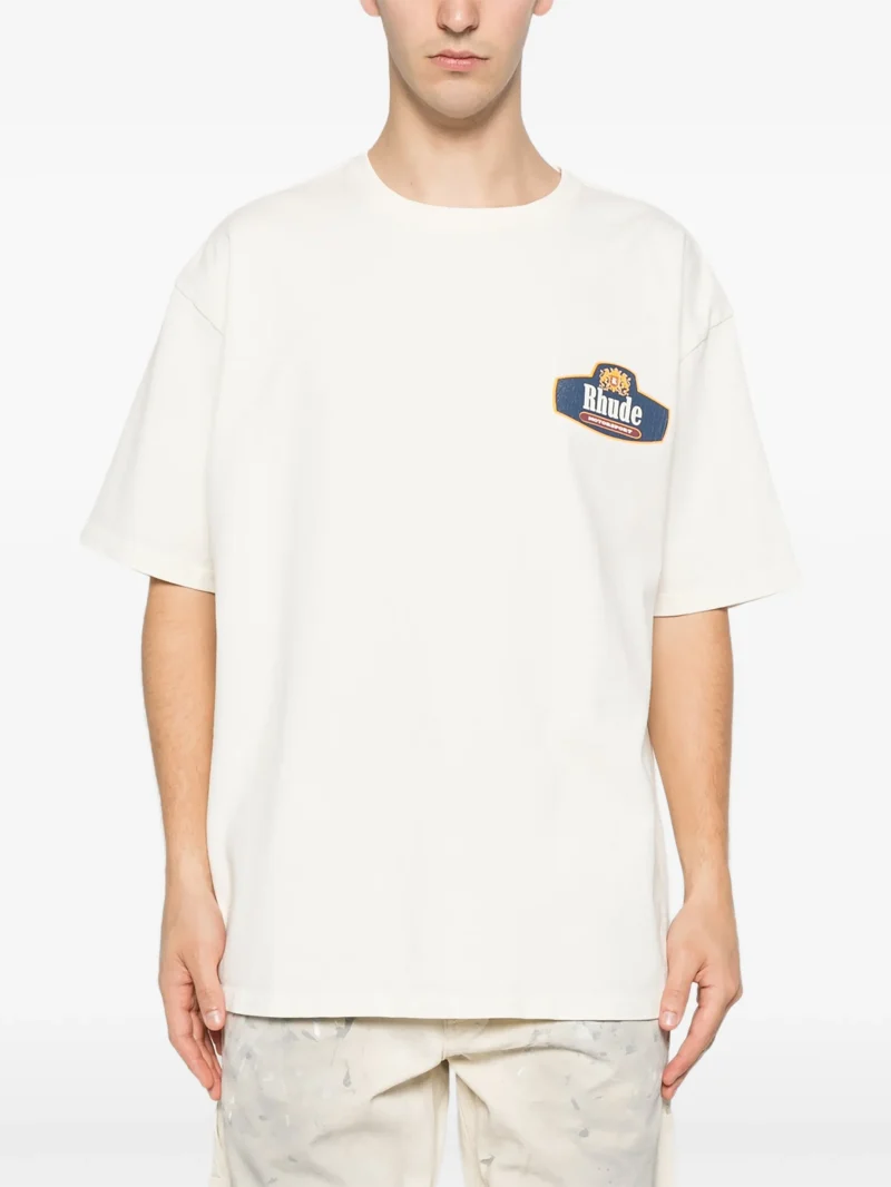 Alternative view of Tricou RHUDE motorsport logo-print alb