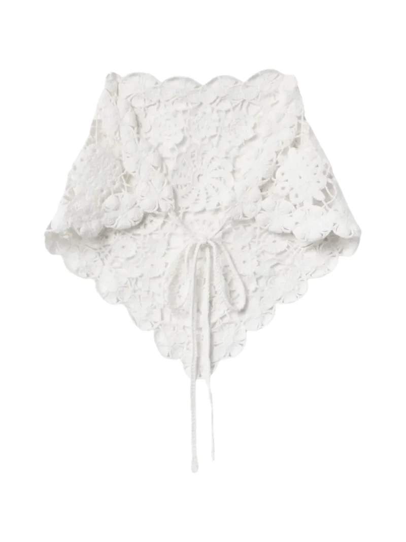 Bandana Self-Portrait Scalloped Lace-Detail Hair Accessory alb
