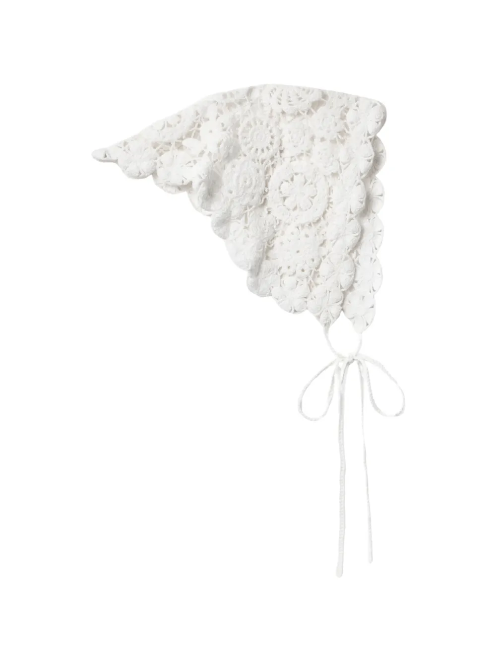 Bandana Self-Portrait Scalloped Lace-Detail Hair Accessory alb - imagine 2
