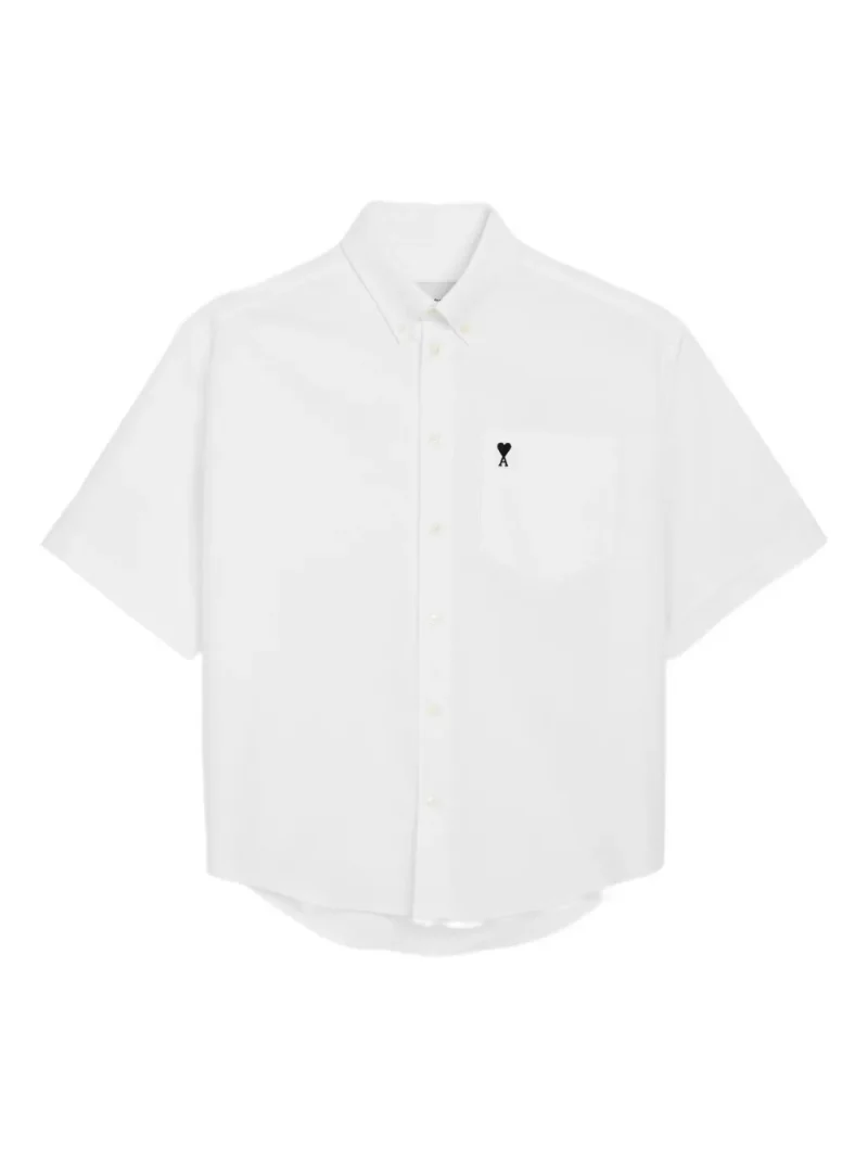 Camasa AMI Paris Ami De Coeur Embroidered Boxy alb
