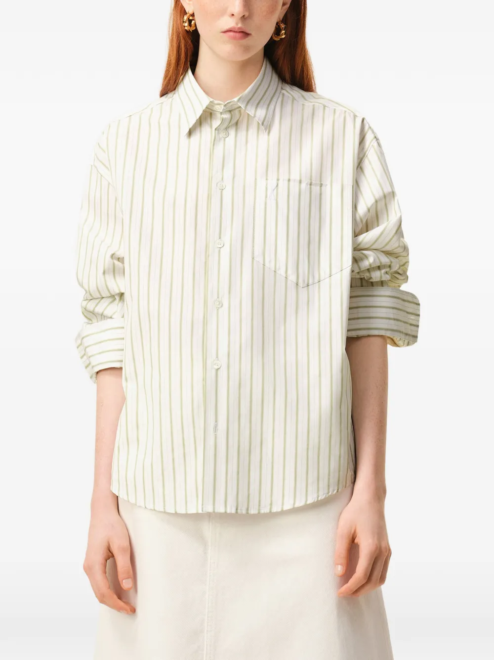 Camasa AMI Paris Ami De Coeur Embroidered-Logo alb - imagine 4