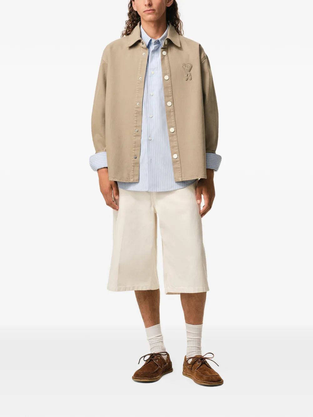 Camasa AMI Paris Logo-Patch bej - imagine 4