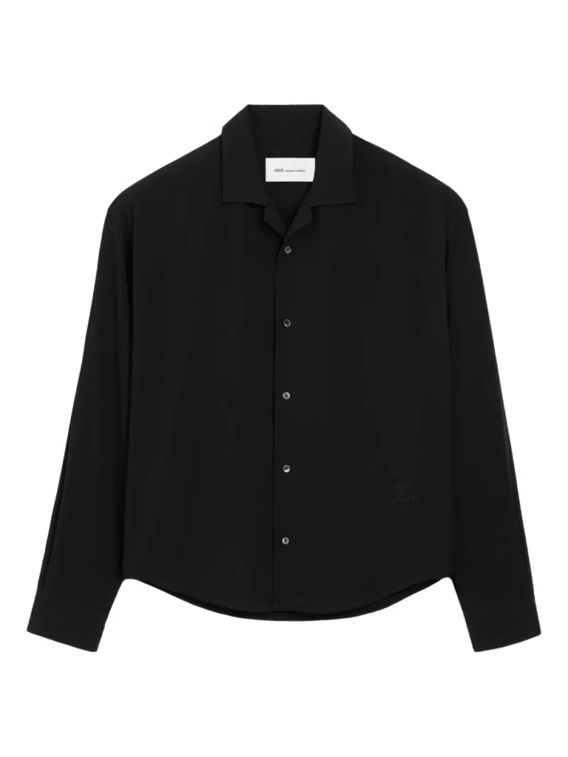 Camasa AMI Paris Long-Sleeved Embroidered negru