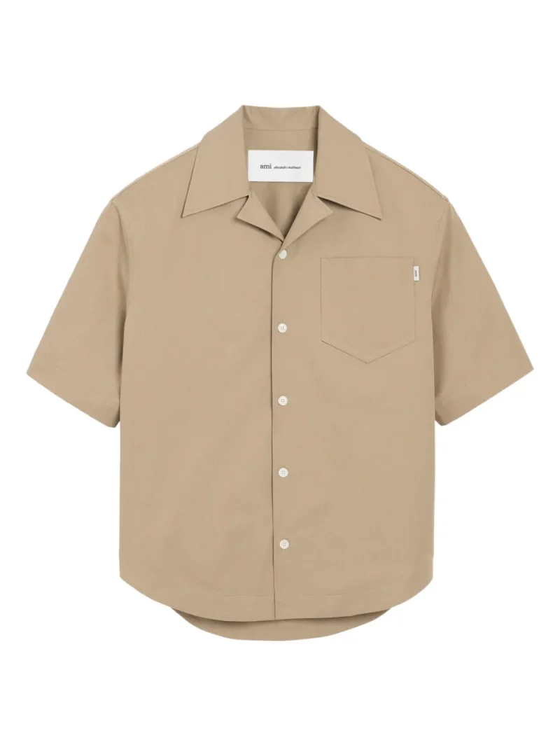 Camasa AMI Paris Short-Sleeve Camp-Collar bej