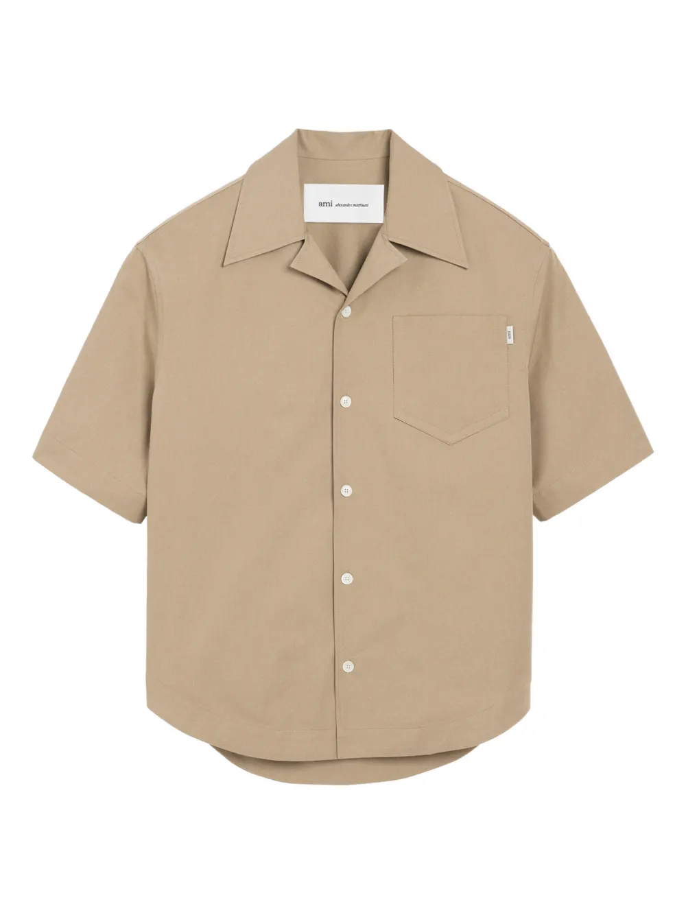 Camasa AMI Paris Short-Sleeve Camp-Collar bej